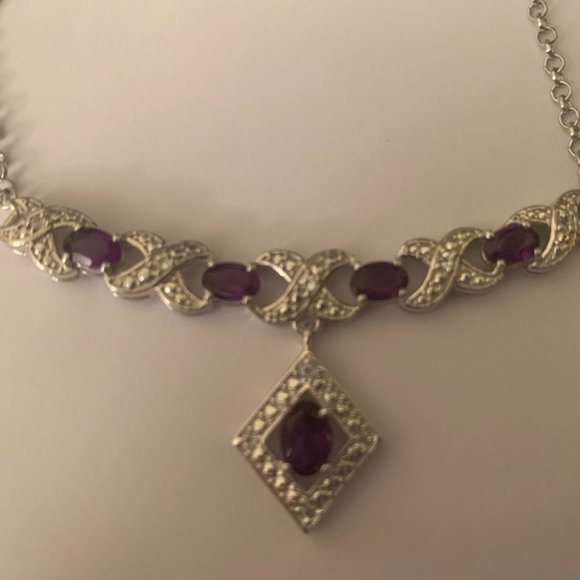 Sterling Silver and Amethyst Designer Necklace